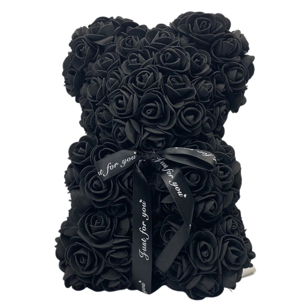 Ours de pelúcia Bafind com rosas vermelhas, figurinha macia e decorativa, ideal para presente ou decoração.