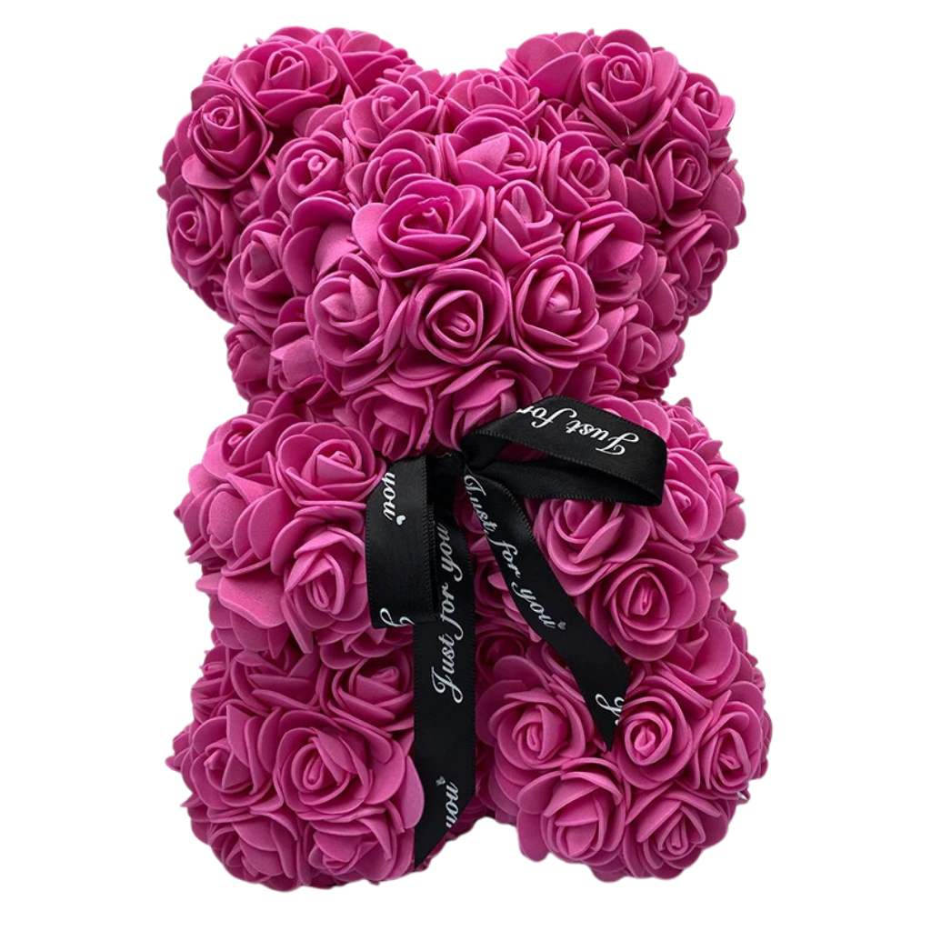 Ours de pelúcia vermelho com rosas, produto da linha de poupées, coffrets e figurines da marca Bafind.