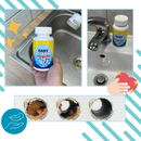 Produto químico Balems para limpeza rápida de ralos, embalagem com produto líquido para desentupimento eficiente.