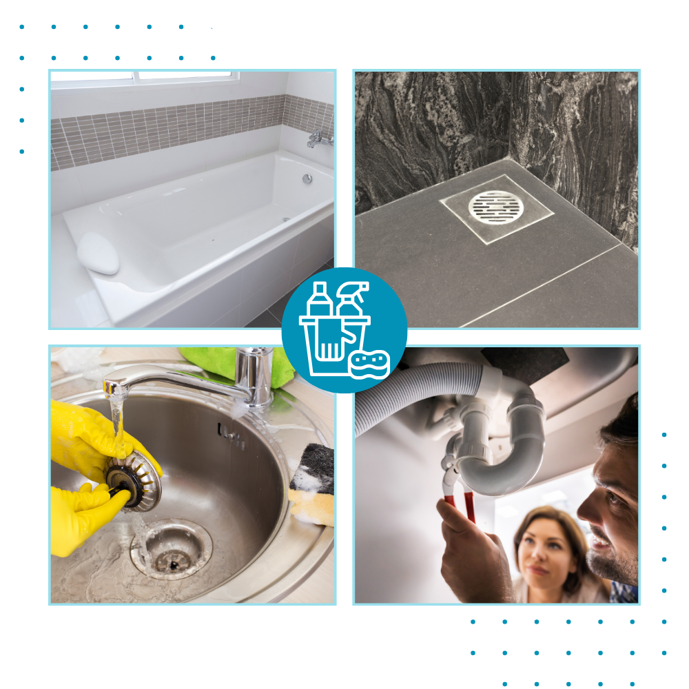 Produto químico Balems para limpeza rápida de ralos, apresenta embalagem e ralo limpo na imagem.
