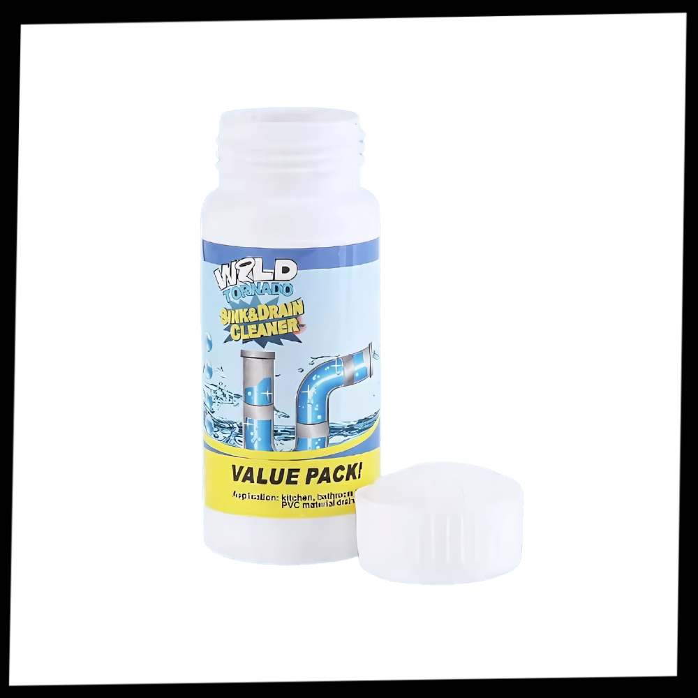 Produto químico Balems para limpeza rápida de drenos, embalagem com líquido para desentupir e limpar tubulações.