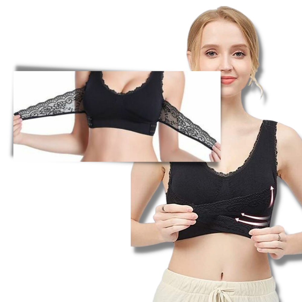 Soutien-gorge push-up sem costura e sem fio da Bali, modelo preto, com design confortável e suporte natural.