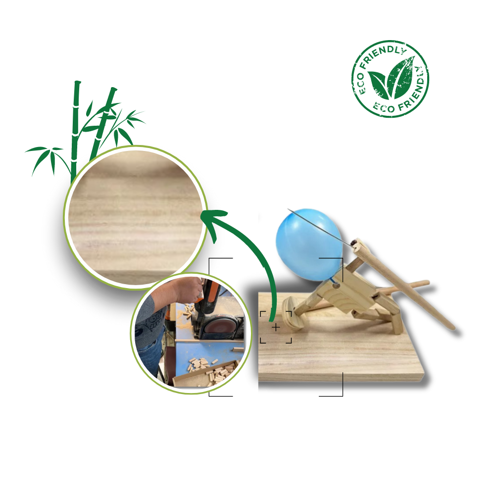 Jogo de esgrima com balões de bambu Weisipu, brinquedo ecológico com figuras de esgrima e balões coloridos.