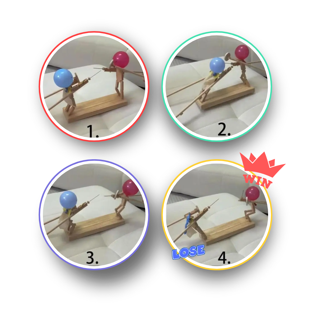 Jogo de esgrima com balões de bambu Weisipu, figurinha interativa com bambu e balões coloridos para diversão.