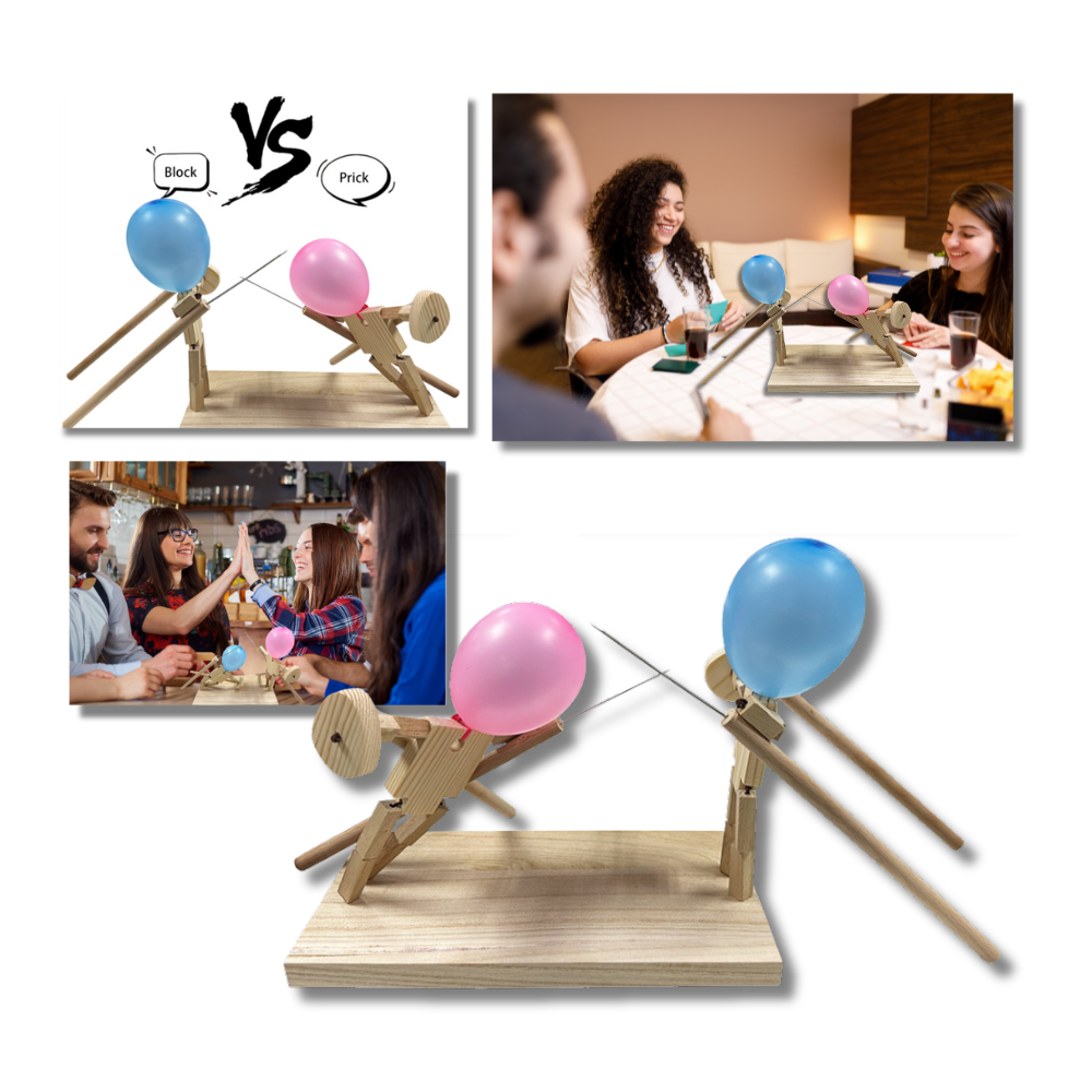 Jogo de esgrima com balões de bambu da Weisipu, com figuras divertidas e acessórios para brincadeiras ao ar livre.