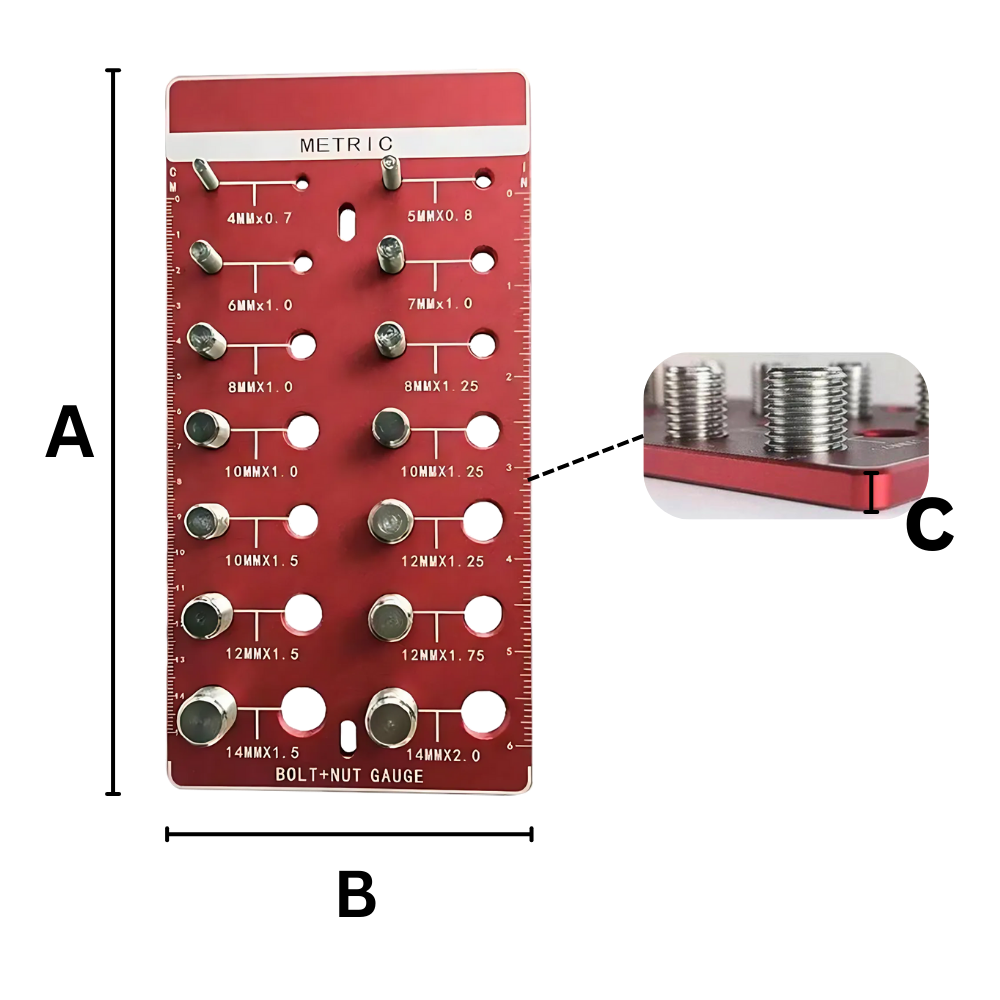Jauges de filetage de haute précision Banggood, outils de mesure et détecteurs, en rouge avec détails précis.