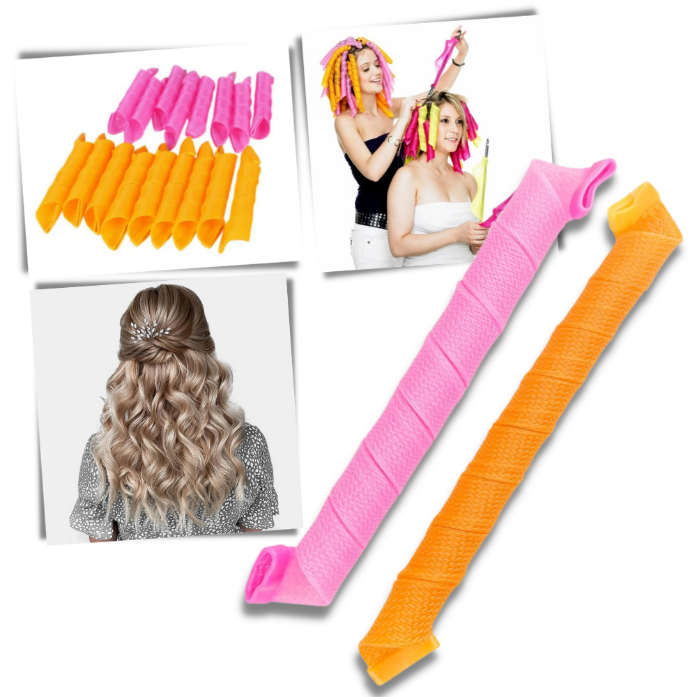 Kit de 10 rouleaux para cabelo sem calor, ideal para curvar os fios, da marca Banggood, cuidado capilar.
