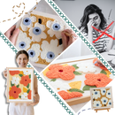 Kit de bordado terapêutico Baoblaze para hobbies criativos, com detalhes florais e materiais de bordado.
