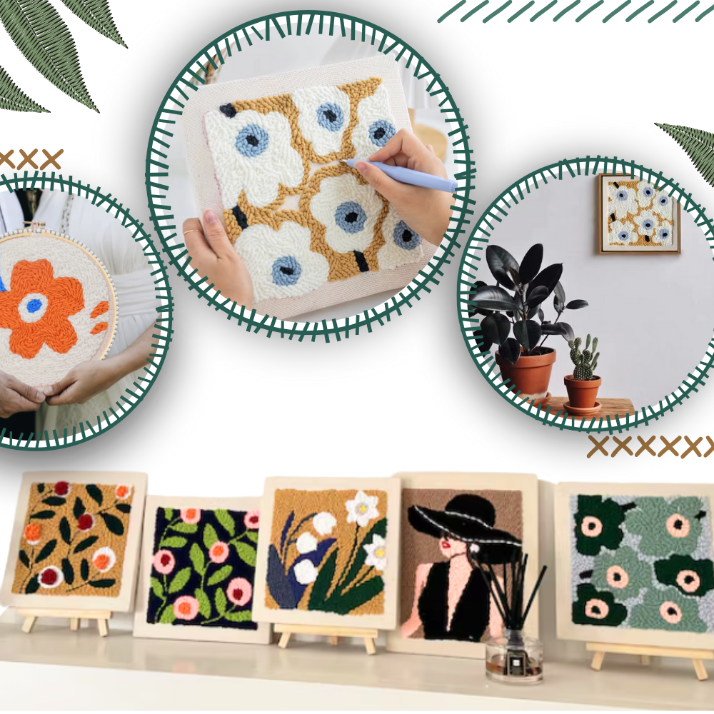 Kit de bordado terapêutico Baoblaze com tecidos florais para atividades de lazer criativo.