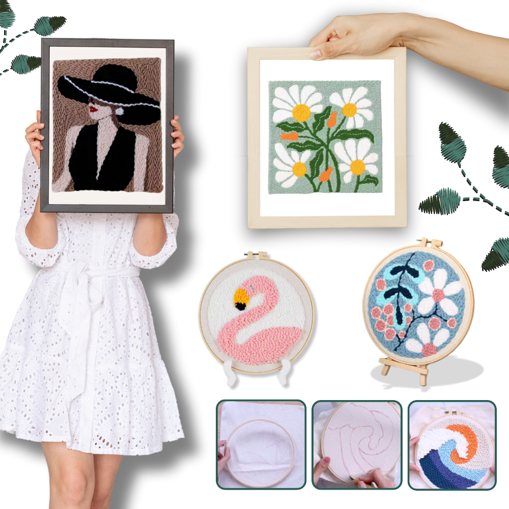 Kit de bordado terapêutico Baoblaze para hobbies criativos com motivos florais, ideal para relaxamento e criatividade.
