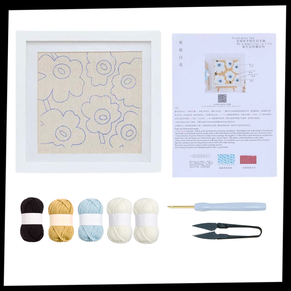 Kit de broderie terapêutica Baoblaze com motivos florais, ideal para atividades de lazer criativas e relaxantes.