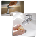 Extensão de torneira de silicone da marca Baofu, peça de material de encanamento em tom cinza para instalação de torneiras.