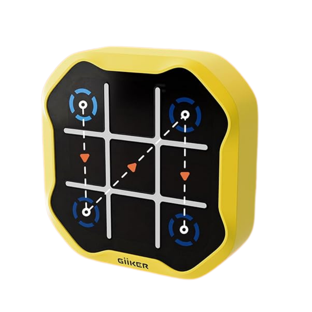 Quebra-cabeça com pilhas da marca Kangnenghuishiye, jogo de tabuleiro amarelo com peças de cérebro para estimular a mente.