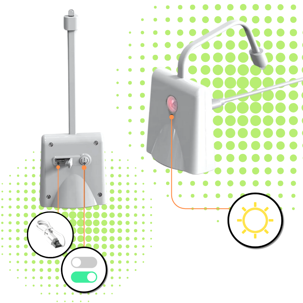 Lâmpada de banheiro com sensor de movimento da Battmate, acessório de iluminação para toilet com detecção automática.