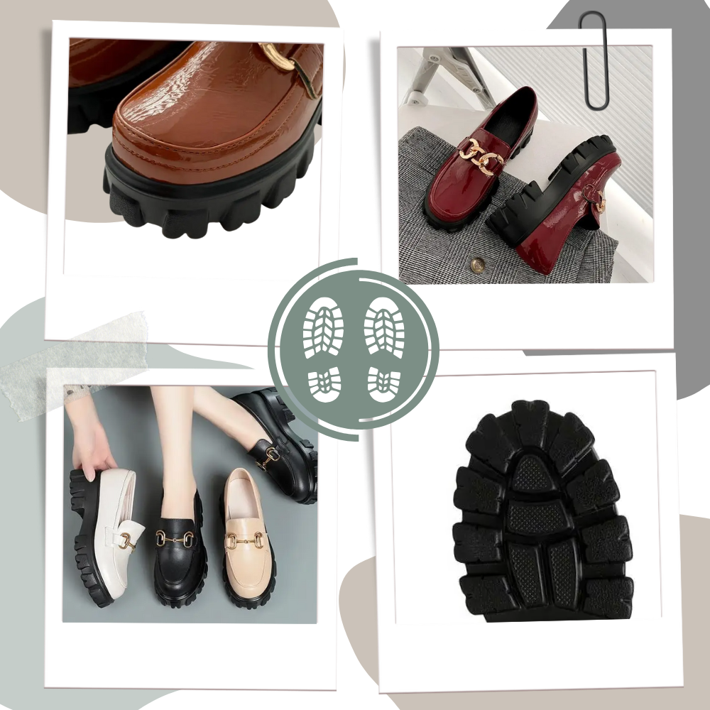 Mocassins de couro Bcbgeneration na cor creme com semelles grossas, estilo elegante e confortável.