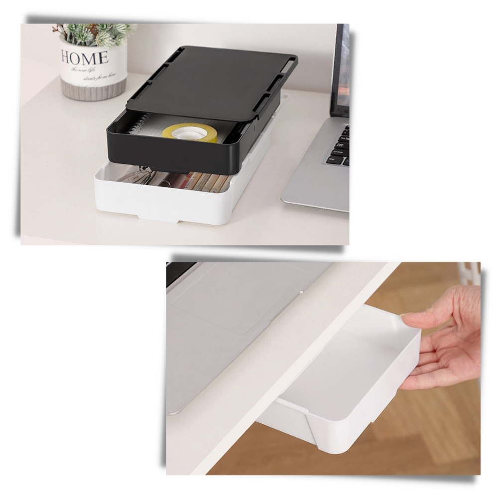 Organizador de gaveta de escritório invisível Beatleru, em preto, para arrumar utensílios de escritório de forma discreta.