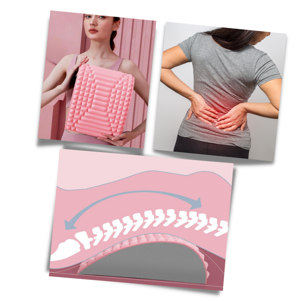 Almofada de apoio lombar e cervical Beauare, para massagem e relaxamento, em azul, com design ergonômico para conforto.