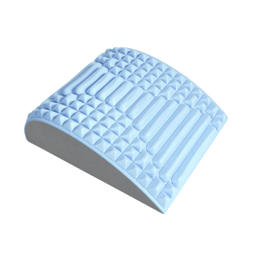 Almofada de suporte lombar e cervical Beauare para massagem e relaxamento, na cor azul, com design ergonômico e confortável.