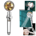 Pommeau de douche haute pression Beautygarde avec hélice rotative, pièces et matériel de plomberie, finition dorée.