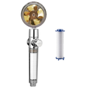 Pommeau de douche haute pression Beautygarde avec hélice rotative, pièce de plomberie en finition dorée.