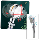 Pommeau de douche haute pression Beautygarde avec hélice rotative, pièce de plomberie en finition dorée.