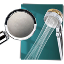 Pommeau de douche Beautygarde à haute pression avec hélice rotative, pièce de plomberie en finition dorée.
