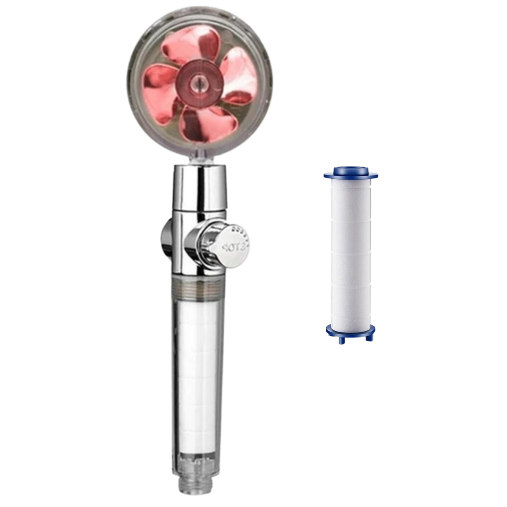 Pommeau de douche haute pression Beautygarde avec hélice rotative, pièce de plomberie, finition dorée, pour un débit d'eau optimal