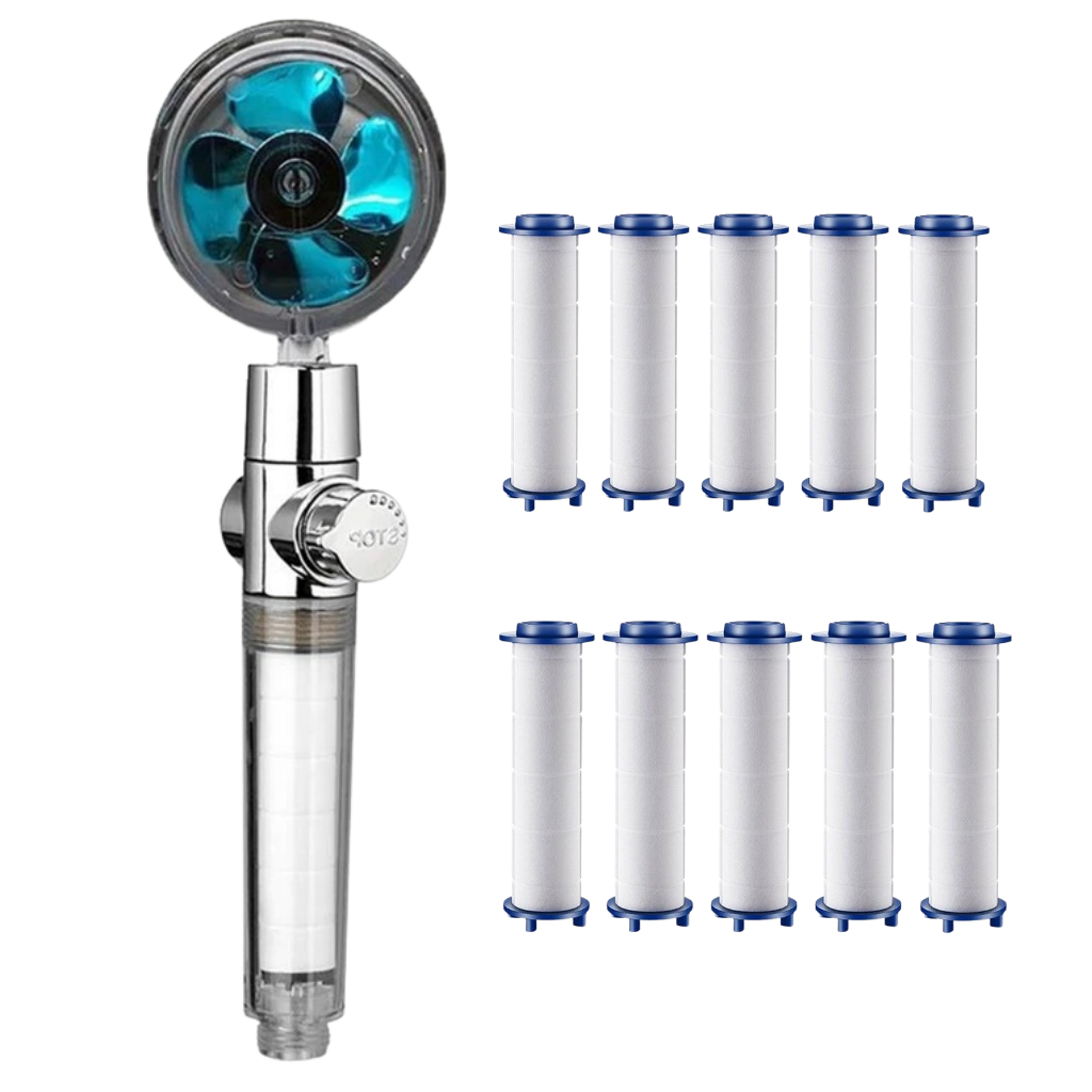 Pommeau de douche haute pression Beautygarde avec hélice rotative, pièce de plomberie en finition dorée pour une douche efficace