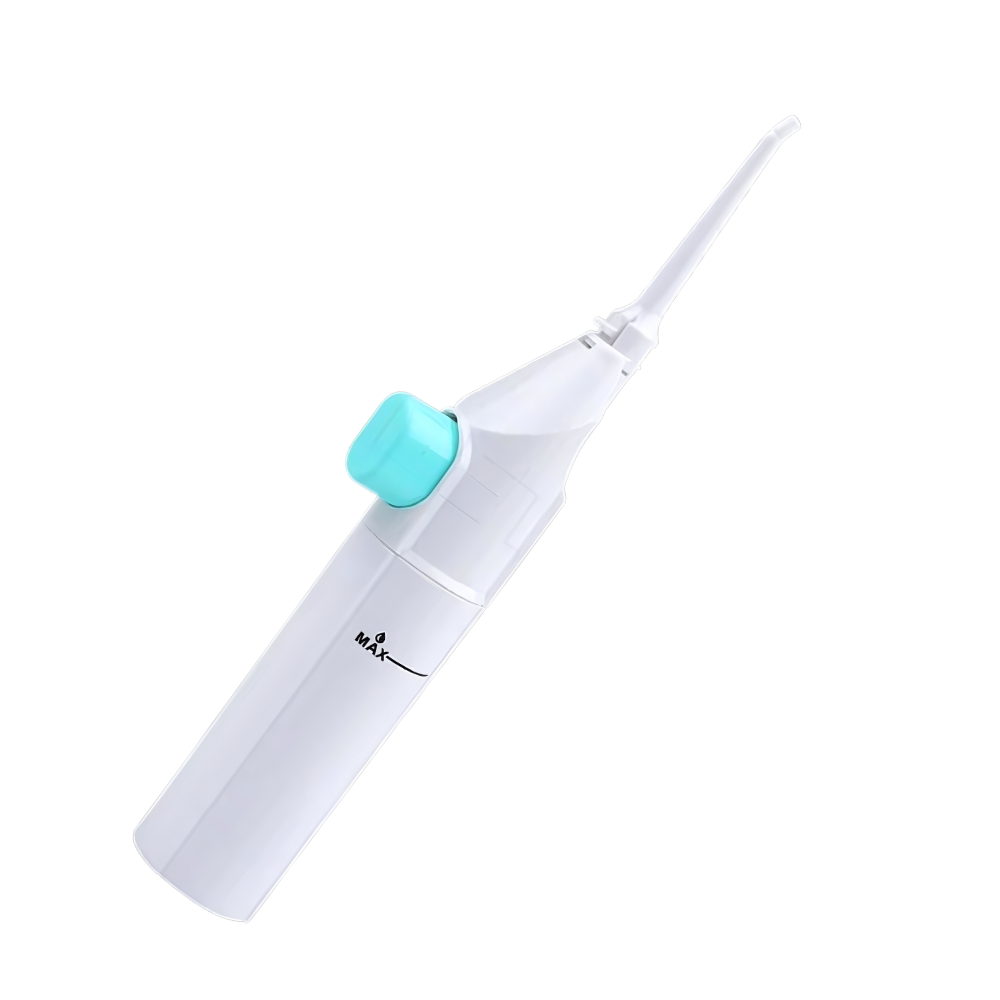 Jet d'eau à air pour les dents Beautyko U, soin buccal avec embout en plastique et jet d'eau pour nettoyage dentaire.