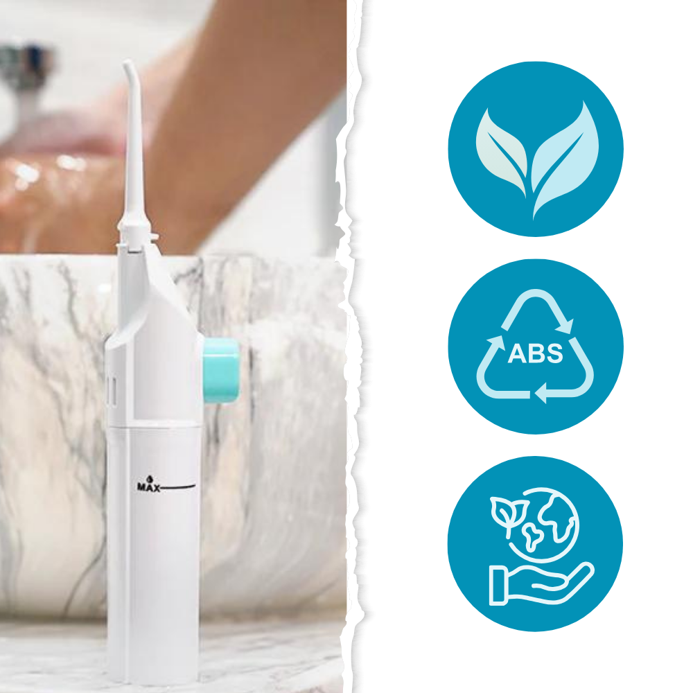 Jet d'eau a air pour dents de la marque Beautyko U, soin buccal avec buse d'irrigation pour nettoyage dentaire.