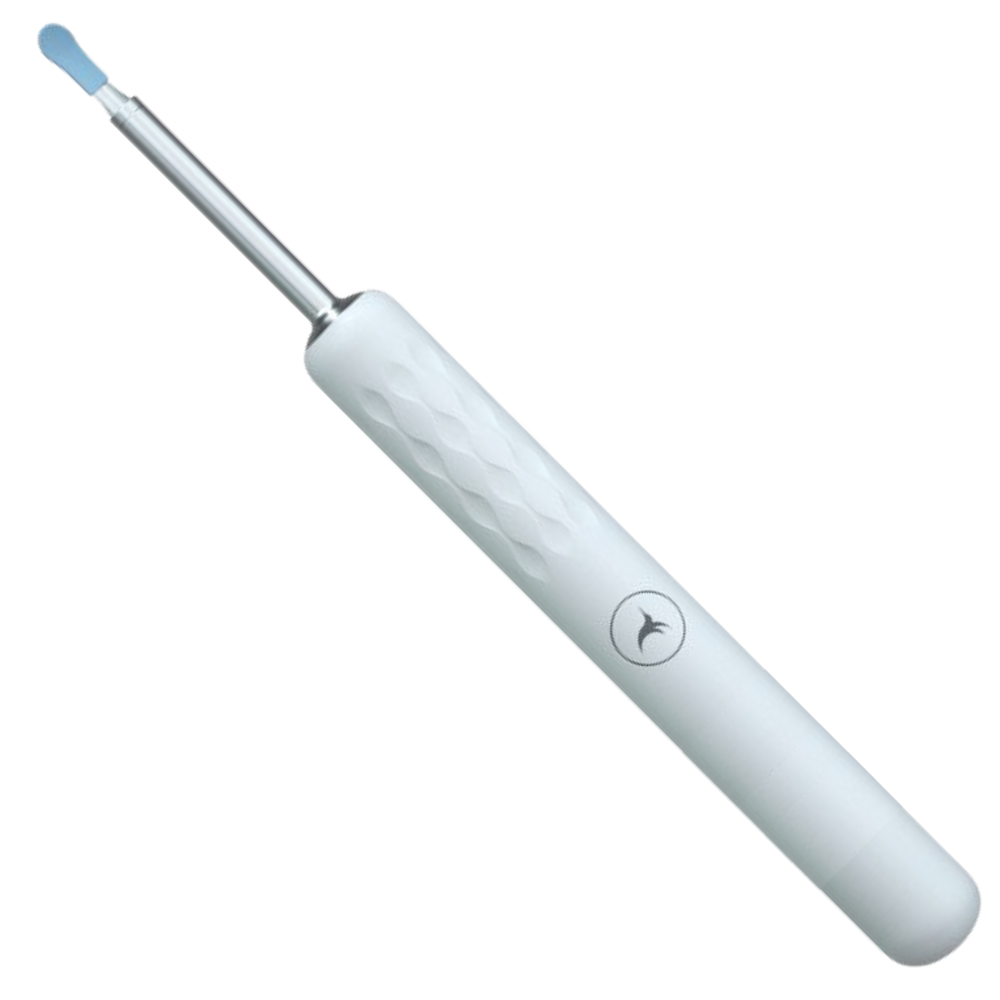 Cure de ouvido inteligente Bebird, dispositivo de cuidado auricular branco com design moderno e tecnologia avançada.