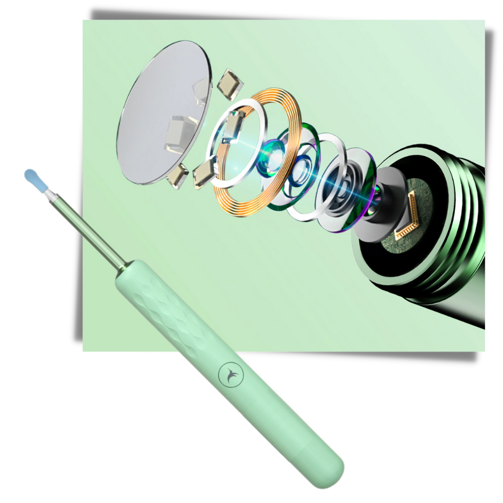Cure de orelha inteligente Bebird, sonda de limpeza de ouvidos branca, dispositivo de cuidado auricular eficiente.