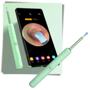 Cure Oreille Bebird, dispositivo inteligente para cuidado de ouvidos, em design branco, usado para limpeza e higiene auricular.