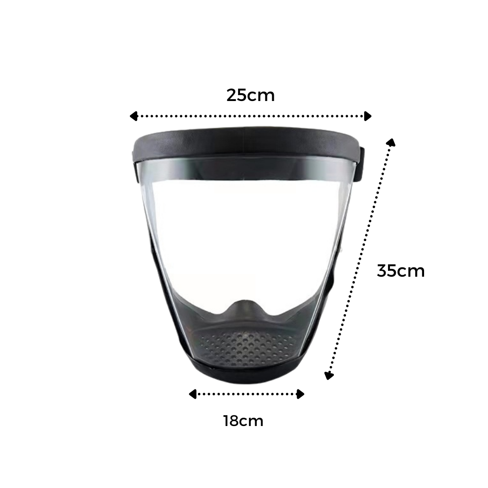 Máscara de proteção Beiyueji, máscara completa transparente, com visor de proteção facial, estilo preto, para segurança e proteção.