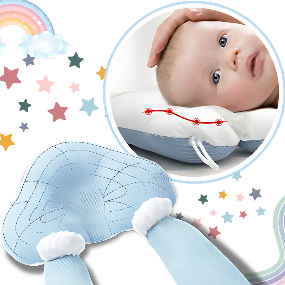 Coussin d'allaitement Benbat azul com proteção de cabeça, confortável para amamentar e apoiar o bebê.