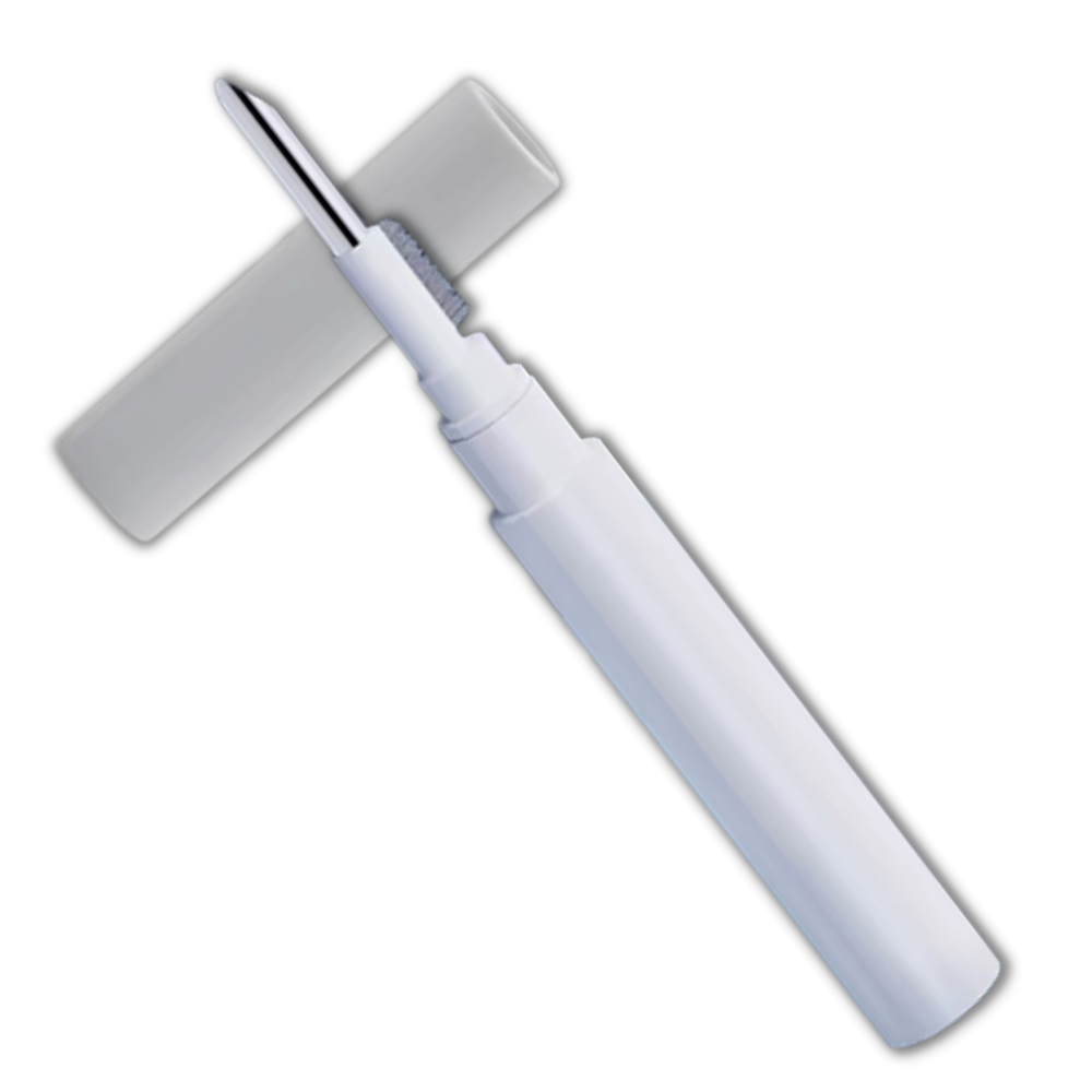 Kit de limpeza Benson para fones de ouvido, acessórios de áudio brancos com escova e cotonetes para higiene de fones.