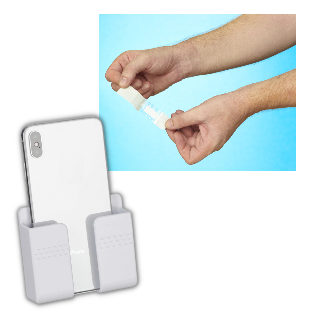 Suporte mural adesivo para telefone Bescita, suporte branco para celular, fixação prática para telefones móveis.