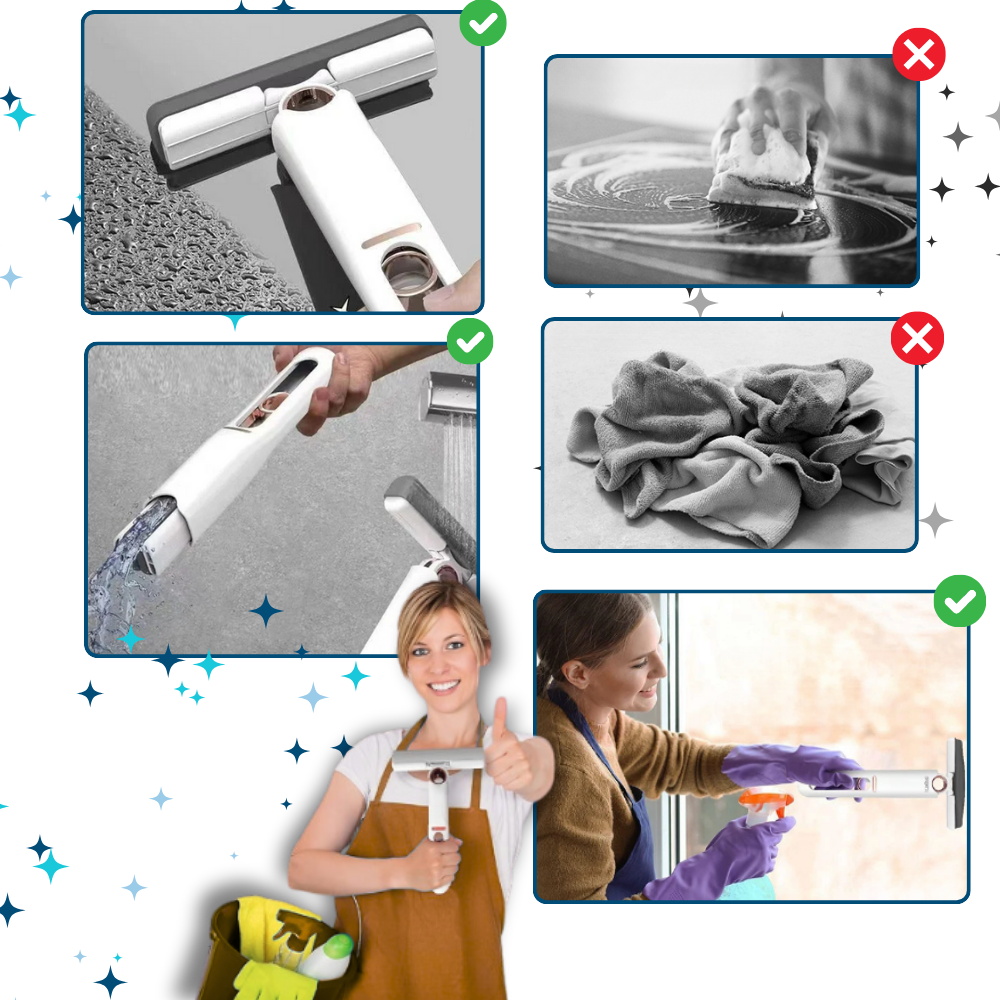 Vadrouille Bez Marki com cabeça giratória e sistema de espremer automático para limpeza eficiente da casa.