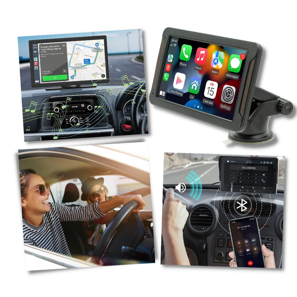 Tela multimídia sem fio para carro da Binize, sistema de navegação GPS com câmera e tela de alta definição.
