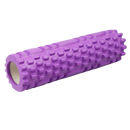 Rolo de espuma preto para exercícios de Pilates e yoga, utilizado para massagem e alongamento muscular.