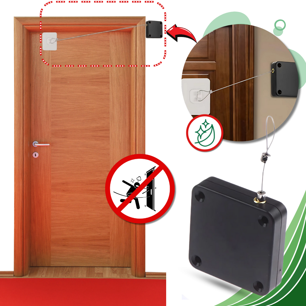 Fechadura para portas automática Blateno, sem necessidade de perfuração, acabamento em preto, peso de 500g.