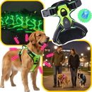 Harnais para cachorro com luz LED piscante, acessório para cães da marca Dog E Glow, com iluminação visível à noite.