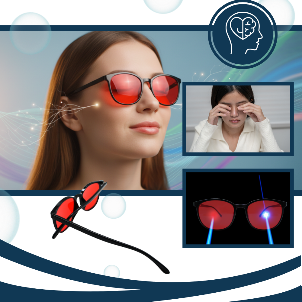 Óculos vermelhos anti fadiga com filtro de luz azul da Aihontai para proteção ocular e redução do cansaço visual.