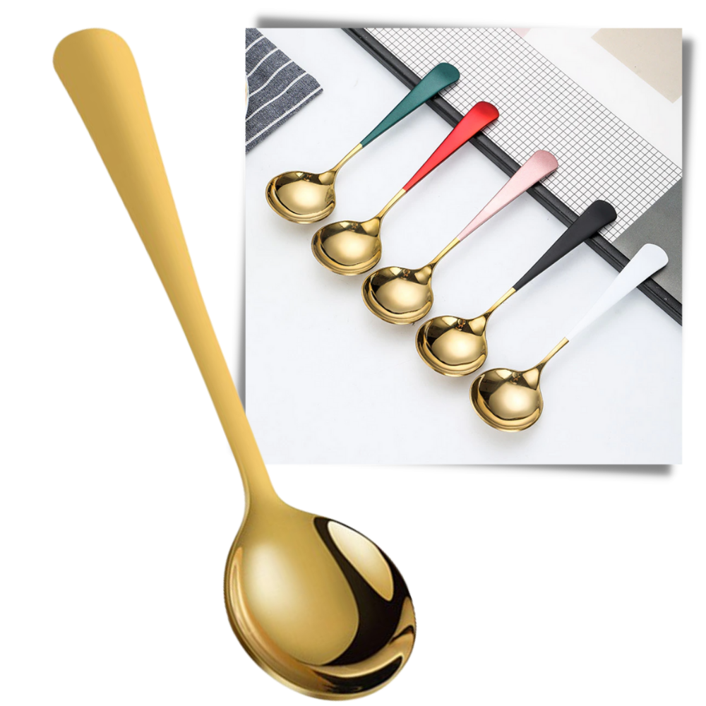 Conjunto de 2 colheres de aço inoxidável da marca Bluelans, utensílios de artes de mesa de acabamento prateado.