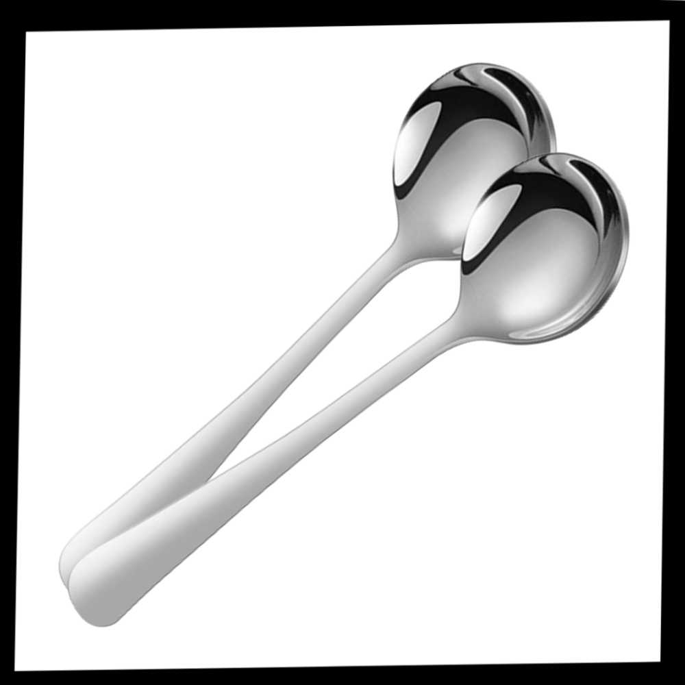 Conjunto de 2 colheres de aço inoxidável da marca Bluelans, utensílios de artes de mesa com acabamento prateado.