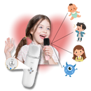 Mini karaokê Bluetooth com dois microfones para crianças, produto musical da Baoblaze, ideal para diversão infantil.