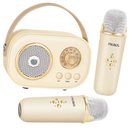Karaokê Bluetooth infantil com dois microfones, brinquedo musical da Baoblaze, em cor bege, ideal para crianças.