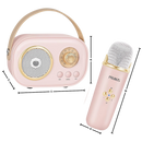 Mini karaoké Bluetooth com dois microfones para crianças, brinquedo musical portátil da Baoblaze.