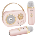 Mini karaoké Bluetooth com dois microfones para crianças, brinquedo musical da Baoblaze, rosa, ideal para diversão infantil.