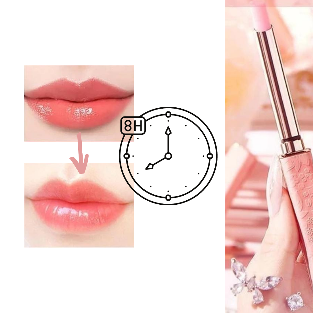Batom hidratante de cor variável Boatime, cosméticos, com acabamento rosado e textura suave, em embalagem elegante.